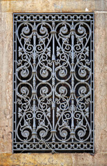 Ancient window with grid, Downtown Rio