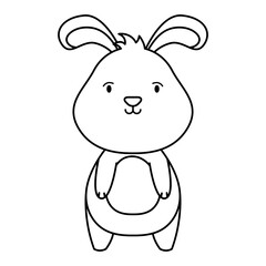 Fototapeta na wymiar cute easter little rabbit character line style icon
