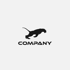 Logo design template, with a black jaguar jump icon