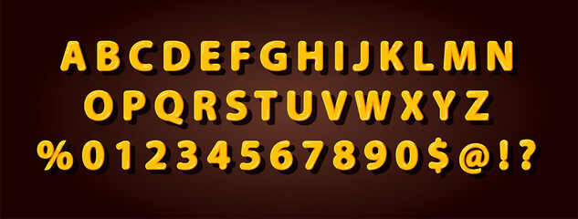 Fototapeta premium Set of Elegant yellow honey bee alphabet font for logo, Poster, Invitation.