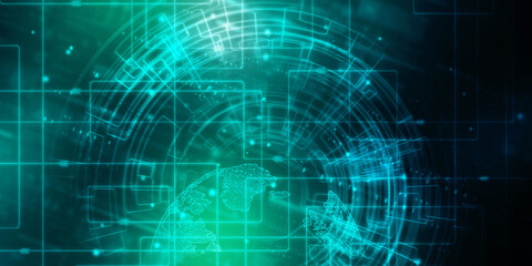 2d illustration Abstract futuristic electronic circuit technology background