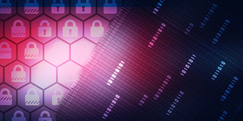 Fototapeta premium 2d illustration Safety concept: Closed Padlock on digital background 
