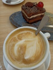 Coffee with black forest cake