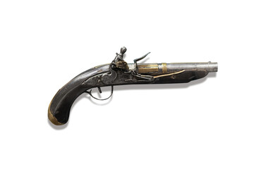 Antique medieval pistol on a white background