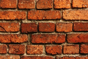Obraz premium Red old brick wall close up view 