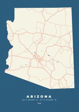 Arizona map vector poster flyer