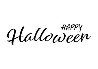 Happy Halloween text banner isolated on white background, vector illustration.