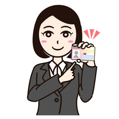 Woman business suit with smartphone or personal id card
