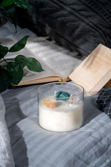 aroma candle made of soy wax in the interior. High quality photo