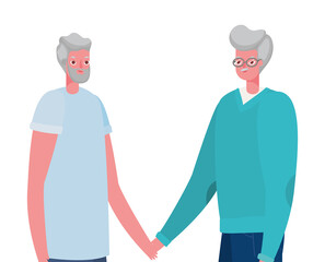 Senior men cartoons holding hands vector design