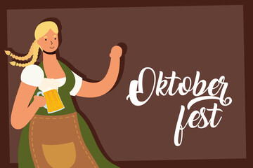 beautiful german blond woman drinking beer character