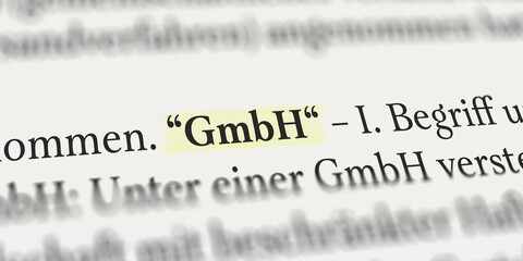 GmbH im Buch mit Textmarker markiert