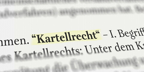 Kartellrecht im Buch mit Textmarker markiert
