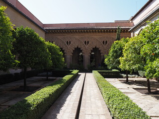 Courtyard of palace in Saragossa city in Spain