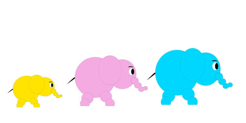 Illustration An elephant family with dad, mom and baby elephant