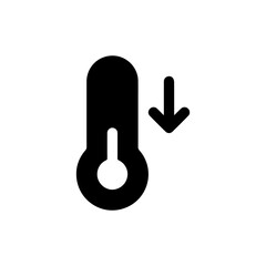 Temperature down arrow vector icon. filled flat sign for mobile concept and web design. Thermometer simple solid icon. Symbol, logo illustration.