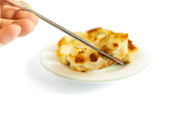 crispy fried dumpling isolated on white background