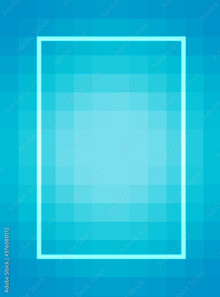 Wall mural blue turquoise pixel frame background with empty space for text and images design template.