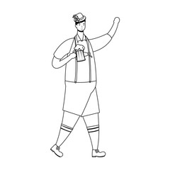 german man wearing tyrolean suit drinking beer character line style