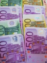 currency, money, euro, wealth, European currency, Europe cash, European bank, fifty euros, one hundred euros, two hundred euros, five hundred euros, two hundred euros, one hundred euros, fifty euros, 