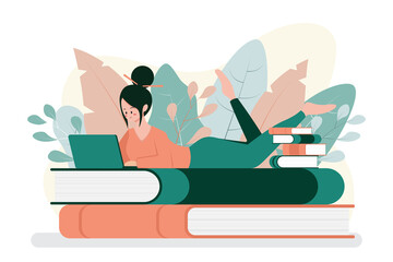 Education online illustration. Flat art vector.