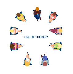 Vector of people sitting in circle having a discussion