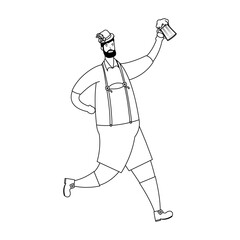 german man wearing tyrolean suit drinking beer line style