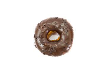 delicious chocolate donut isolated on white background. No shadow.