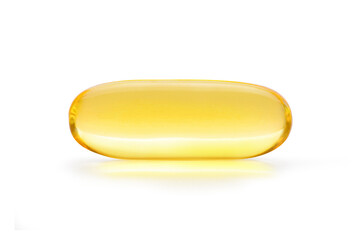 Close-up of Fish oil capsules isolated on white background with clipping path