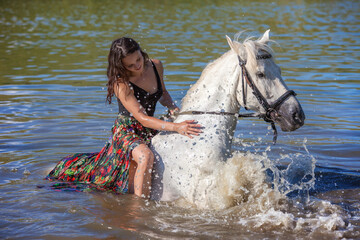 Fototapeta na wymiar Girl and horse