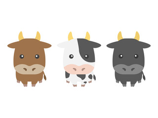 牛のキャラクターのイラストセット