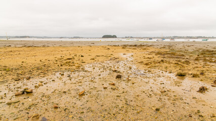 Brittany, Ile aux Moines island  at low tide.