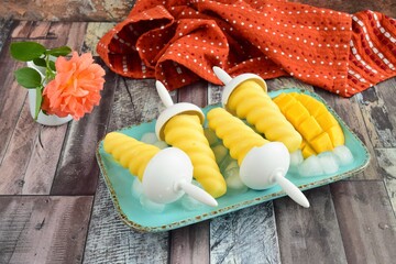 Mango Yogurt popsicles. Vegan Dessert