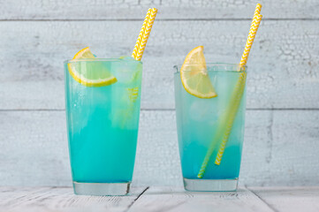 Glasses of electric lemonade