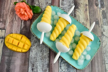 Mango Yogurt popsicles. Vegan Dessert