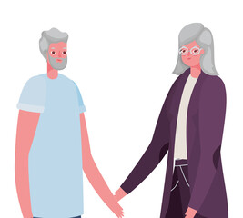 Senior woman and man cartoons vector design
