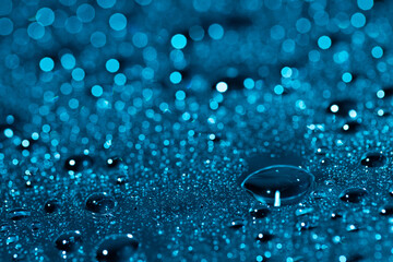 Blue Water drop,Bokeh winter background