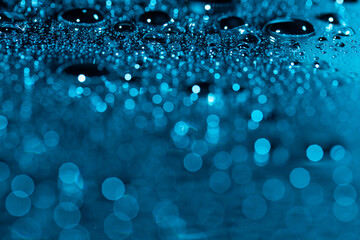 Blue Water drop,Bokeh winter background