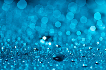 Blue Water drop,Bokeh winter background