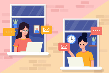 Communication with email. Flat art vector.