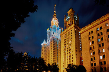 Fototapeta premium Lights of Moscow University