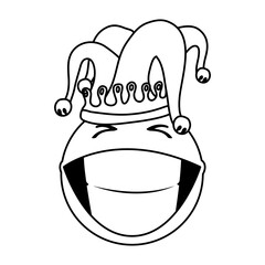 crazy emoji face with jester hat fools day line style icon