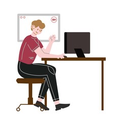 vector illustration of people again, video call, zoom to stay connected with friends in the corona virus pandemic condition, suitable for illustrations in books and social media