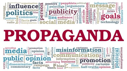 Obraz premium Propaganda vector illustration word cloud isolated on a white background.
