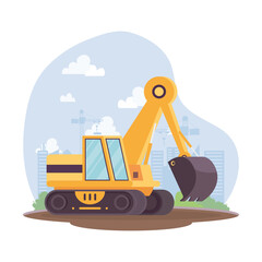Obraz na płótnie Canvas construction excavator vehicle in workplace