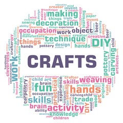 Obraz premium Crafts vector illustration word cloud isolated on a white background.