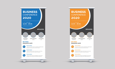 Business conference roll up banner design template
