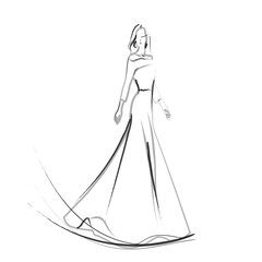 bride in wedding dress vector  illustration