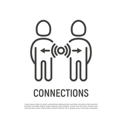Dialog, connection between two people. Thin line icon. Partnership, discussion. Vector illustration.