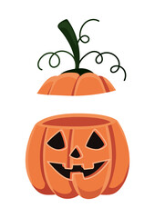 Halloween pumpkin cartoon with cover vector design